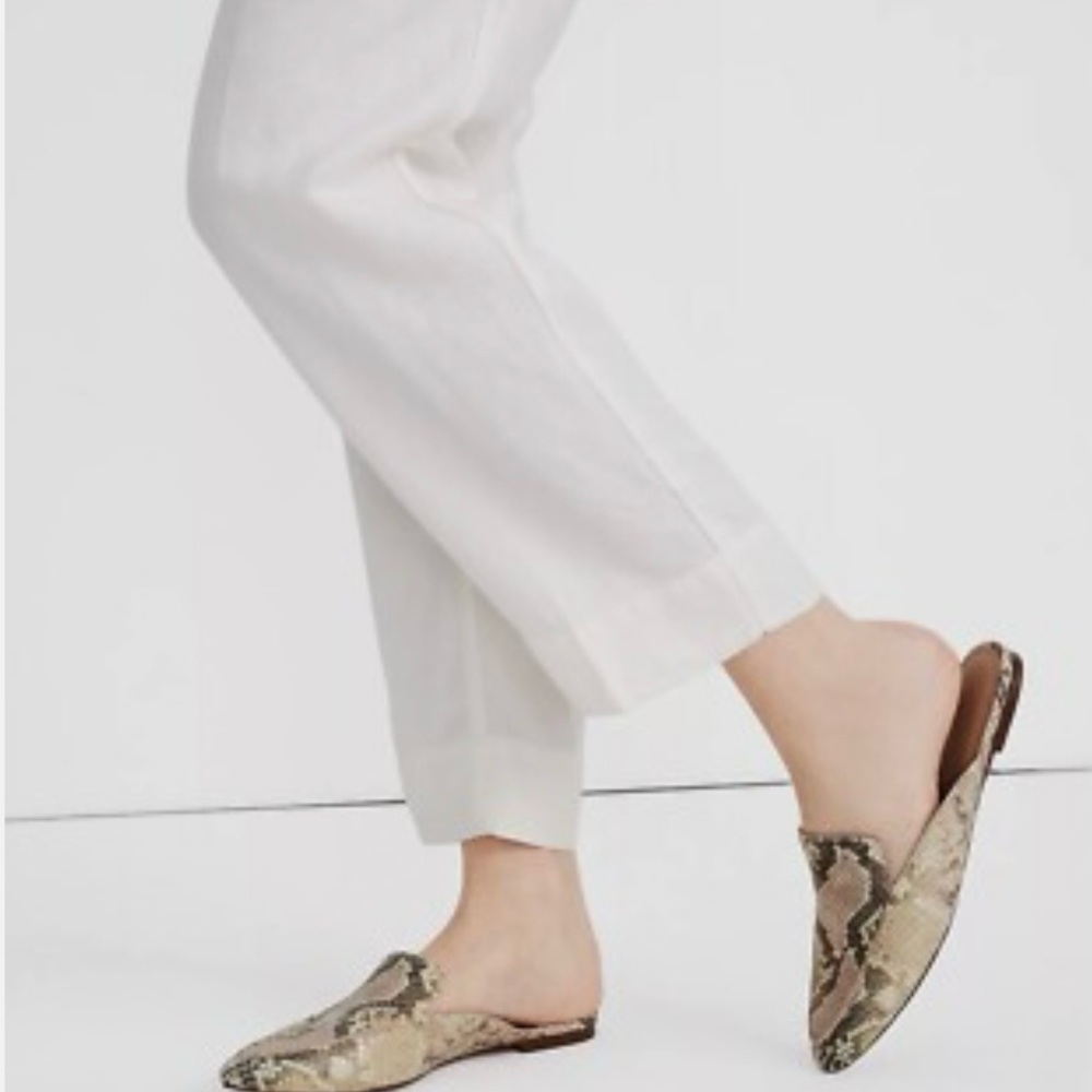 MADEWELL Snakeskin Textured Neutral Pointed Toe Slide On Mules Size 8.5